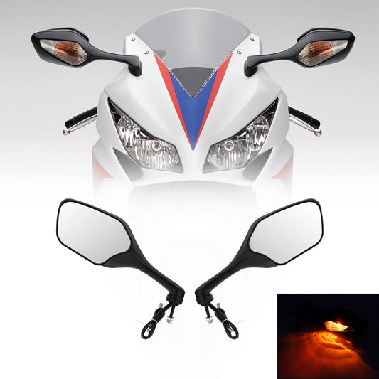 L & R Rear View Mirrors Amber Turn Signal Light Fit For Honda CBR1000RR 08-16