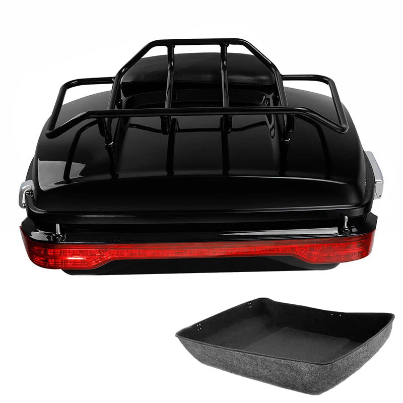 Chopped Trunk Pad Luggage Rack LED Light Fit For Harley Road King Glide 14-2026