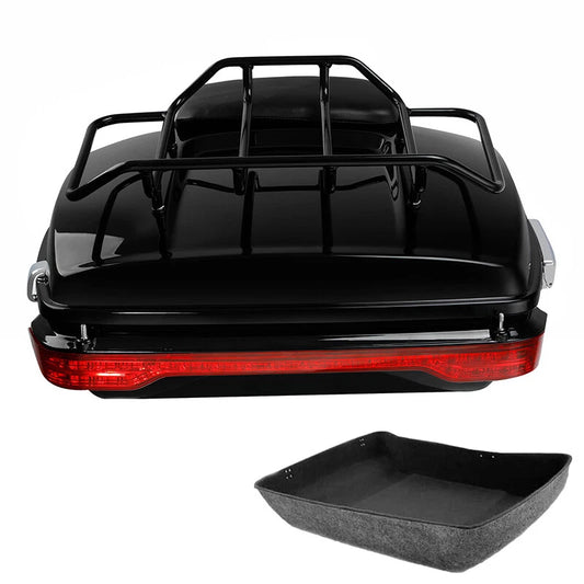 Chopped Trunk Pad Luggage Rack LED Light Fit For Harley Road King Glide 14-2026