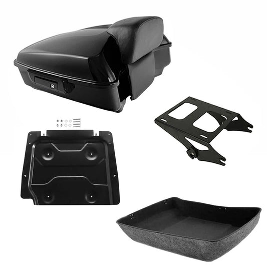 Black Chopped Trunk Pad Backrest Mount Rack Fit For Harley Road Glide 2014-2026