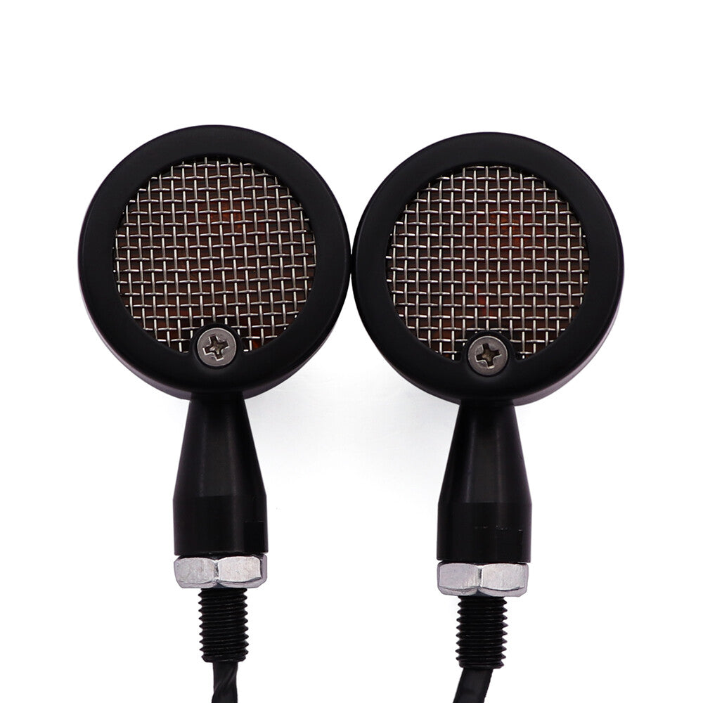 Universal Motorcycle Metal Bullet Retro Grill Turn Signal Amber Indicator Light
