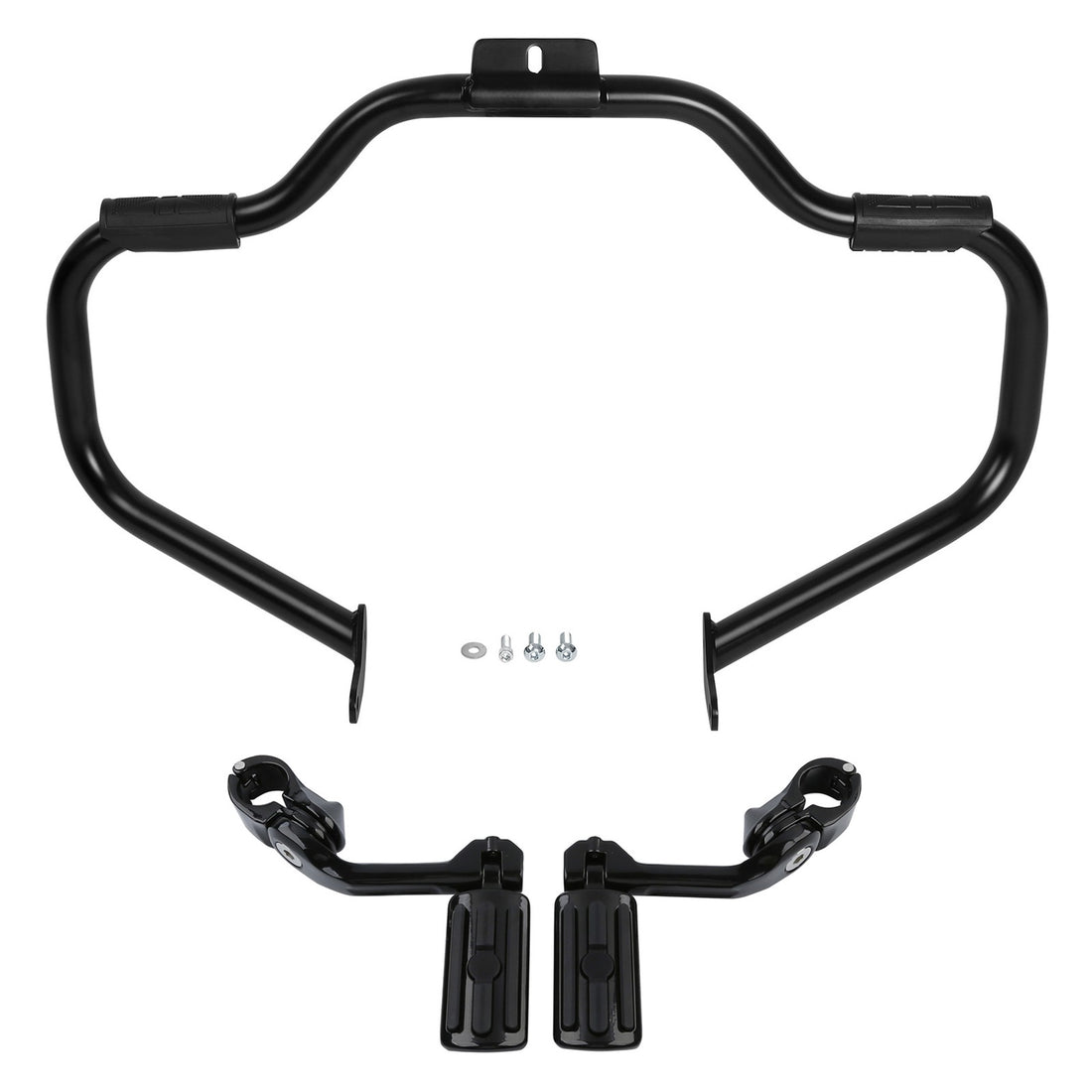 Mustache Engine Guard Crash Bar Foot Pegs Clamps Fit For Harley Softail 2000-17