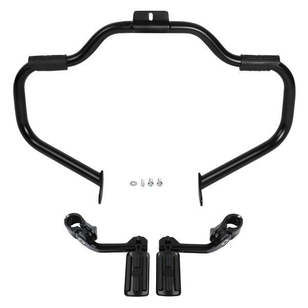 Mustache Engine Guard Crash Bar Foot Pegs Clamps Fit For Harley Softail 2000-17
