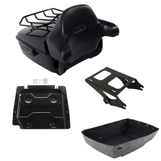 King Trunk Backrest Pad Plate Mount Rack Fit For Harley Touring Road King 14-26
