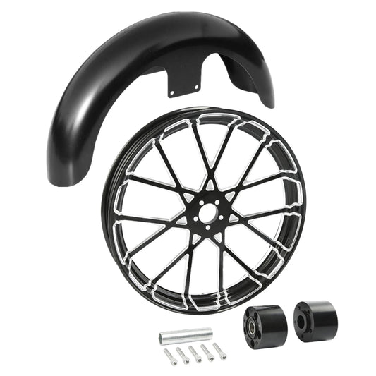 21" Front Wheel Rim Dual Wheel Hub & Fender Fit For Harley Electra Glide 97-13