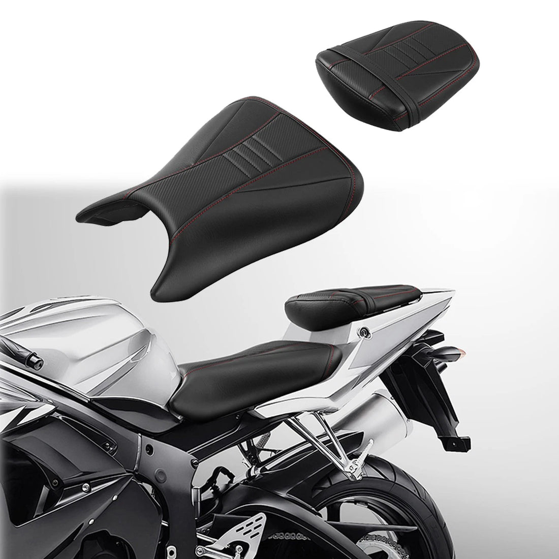 Driver & Passenger Black Seat Fit For Yamaha Yzf R6 2003-2005 Yzf R6S 2006-2009