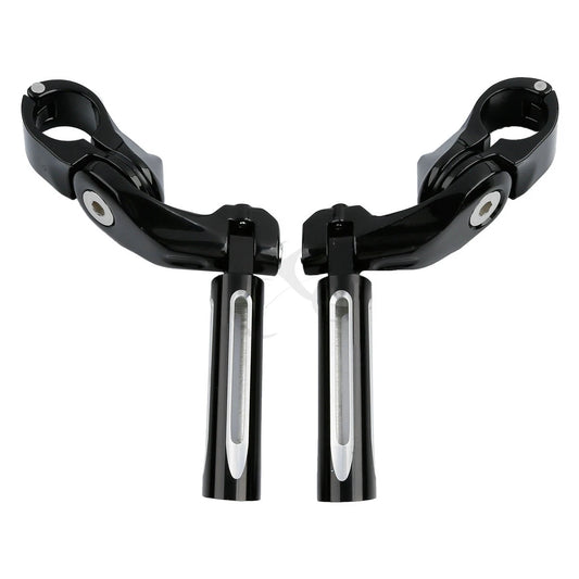 1 1/4" Black Footrest Foot Footpeg Short Angled Mount Fit For Harley Road Glide