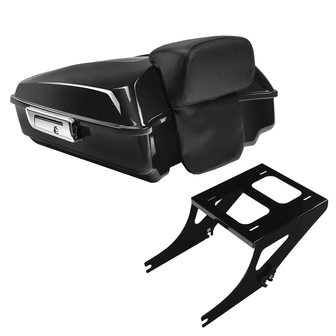Chopped Trunk w/ Pad + Mount Rack Fit For Harley Softail Fatboy 2008-2017