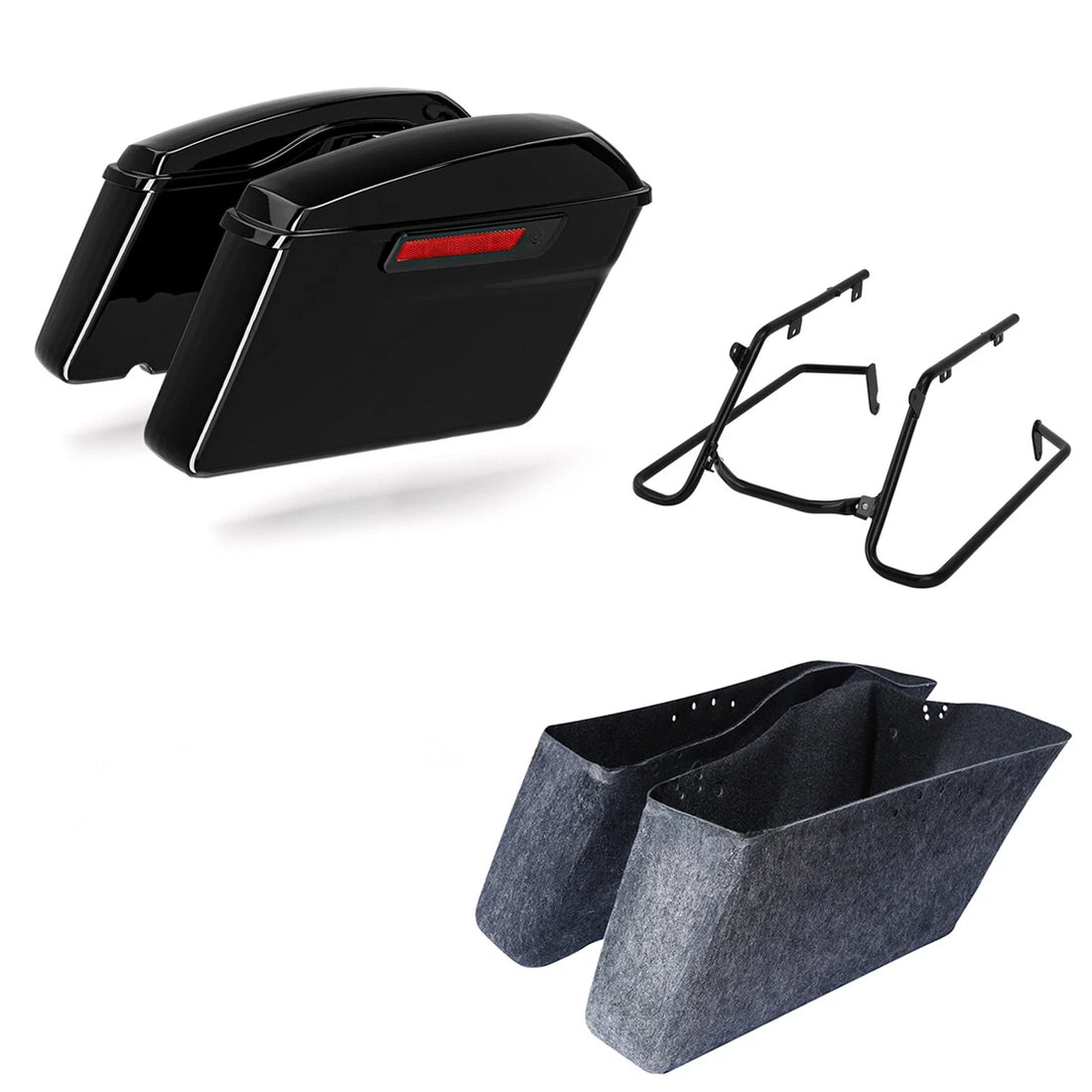 Hard Saddlebags & Conversion Bracket Fit For Harley Fat Boy Breakout 18-25 Black
