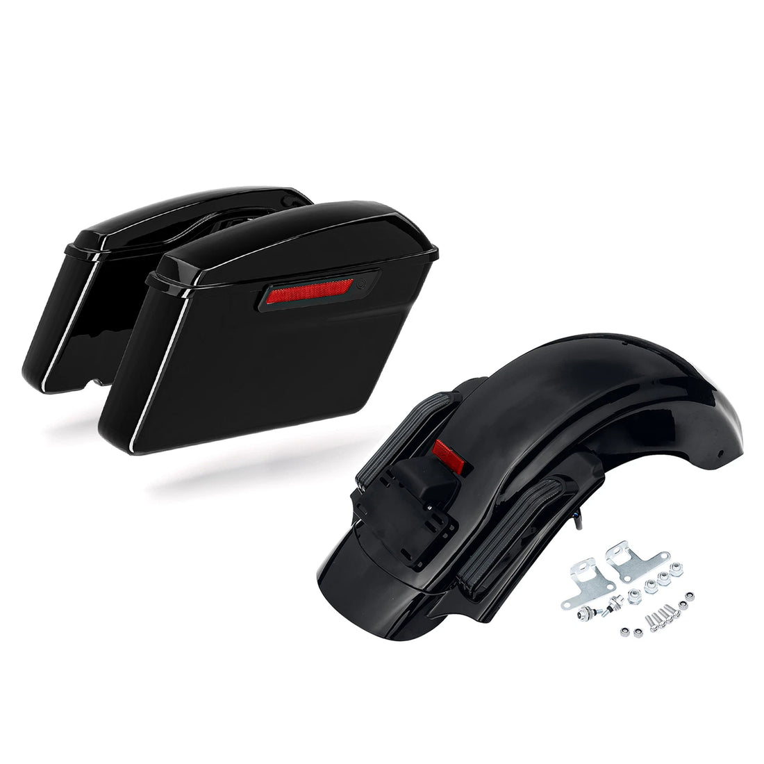 Black Hard Saddlebags & Rear LED Fender System Fit For Harley Street Glide 14-23