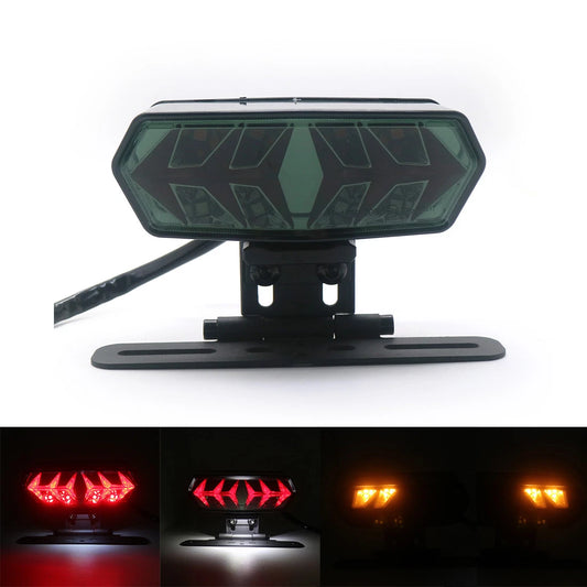 New LED Smoke Tail Brake Turn Signal Light Bracket Mount License Plate Light