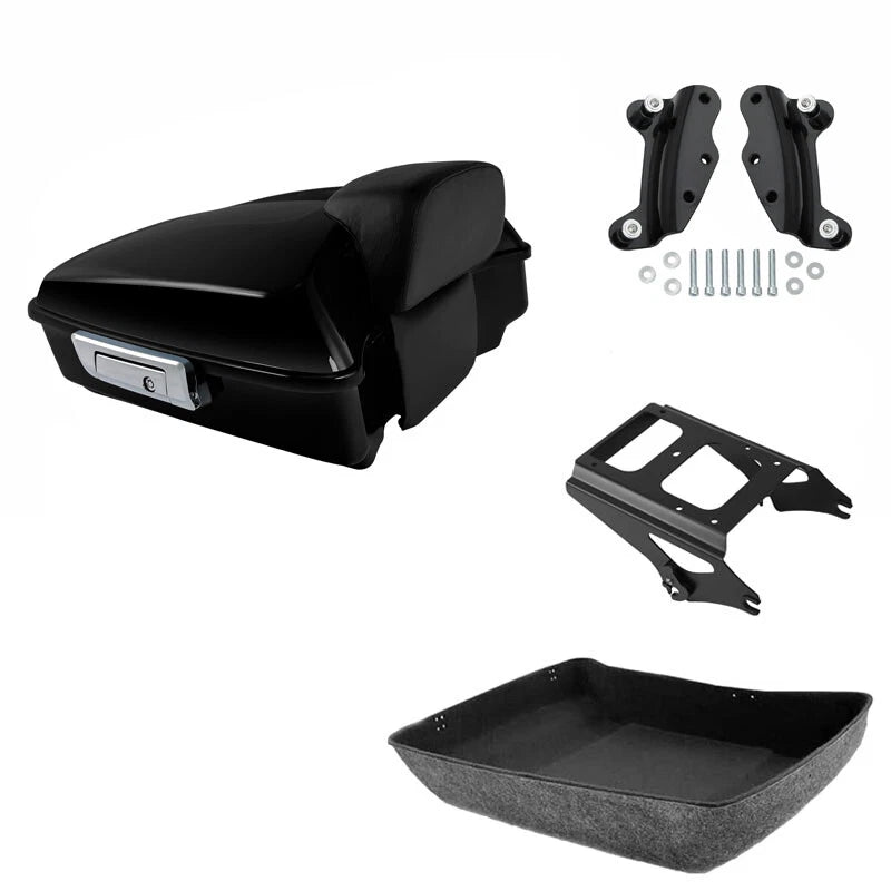 Chopped Trunk Backrest Black Rack Docking Kit Fit For Harley Touring 2009-2013