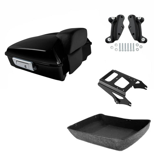 Chopped Trunk Backrest Black Rack Docking Kit Fit For Harley Touring 2009-2013