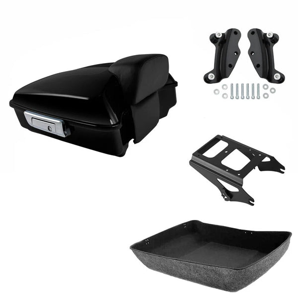Chopped Trunk Backrest Black Rack Docking Kit Fit For Harley Touring 2009-2013