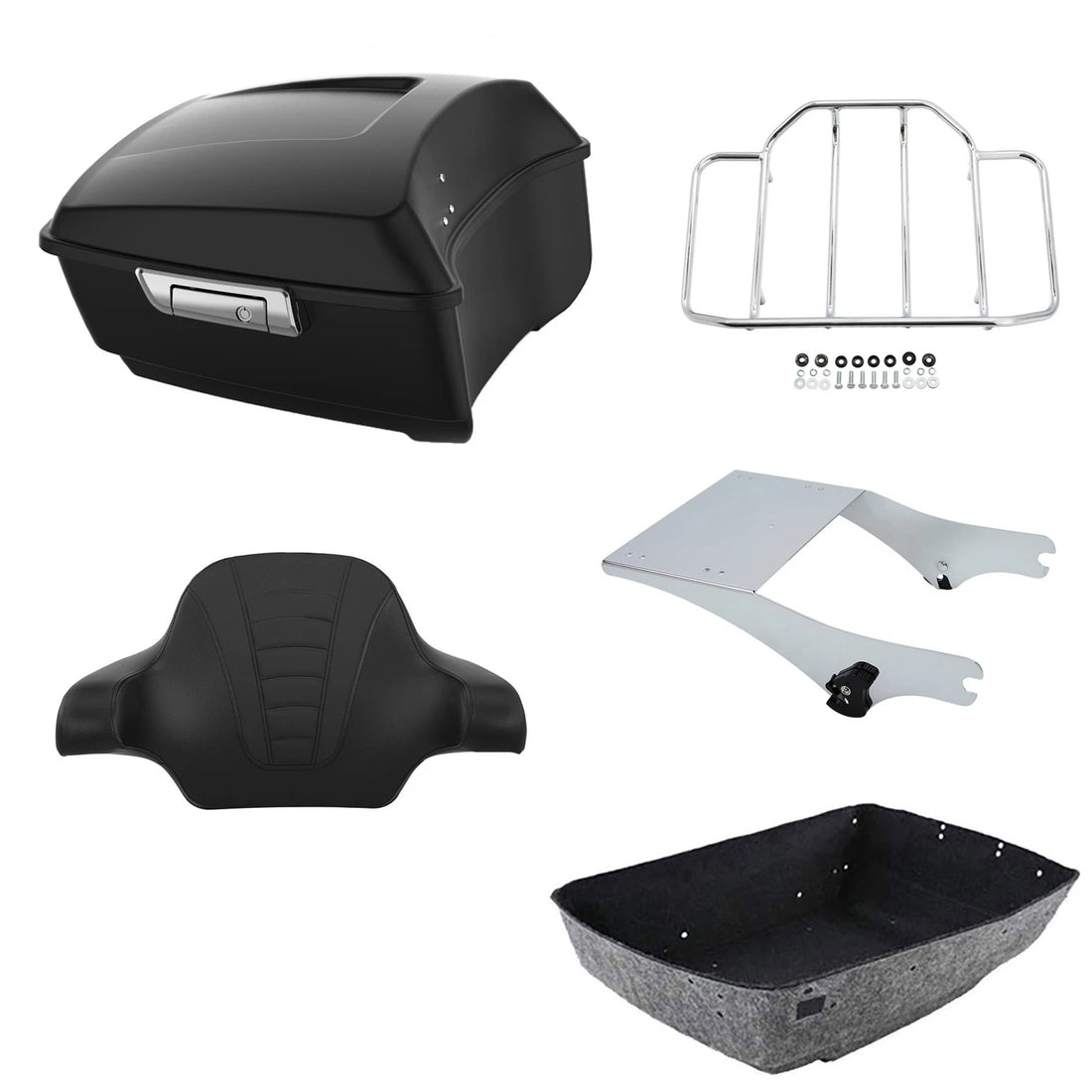 Matte Black King Trunk Luggage Backrest Mount Rack Fit For Harley Touring '97-08