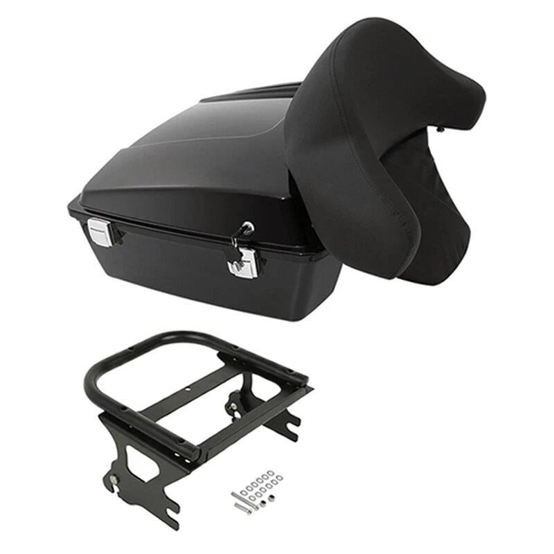 Black Chopped Trunk Backrest Mount Rack Fit For Harley Road King 1997-2008