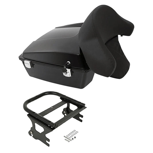 Black Chopped Trunk Backrest Mount Rack Fit For Harley Road King 1997-2008