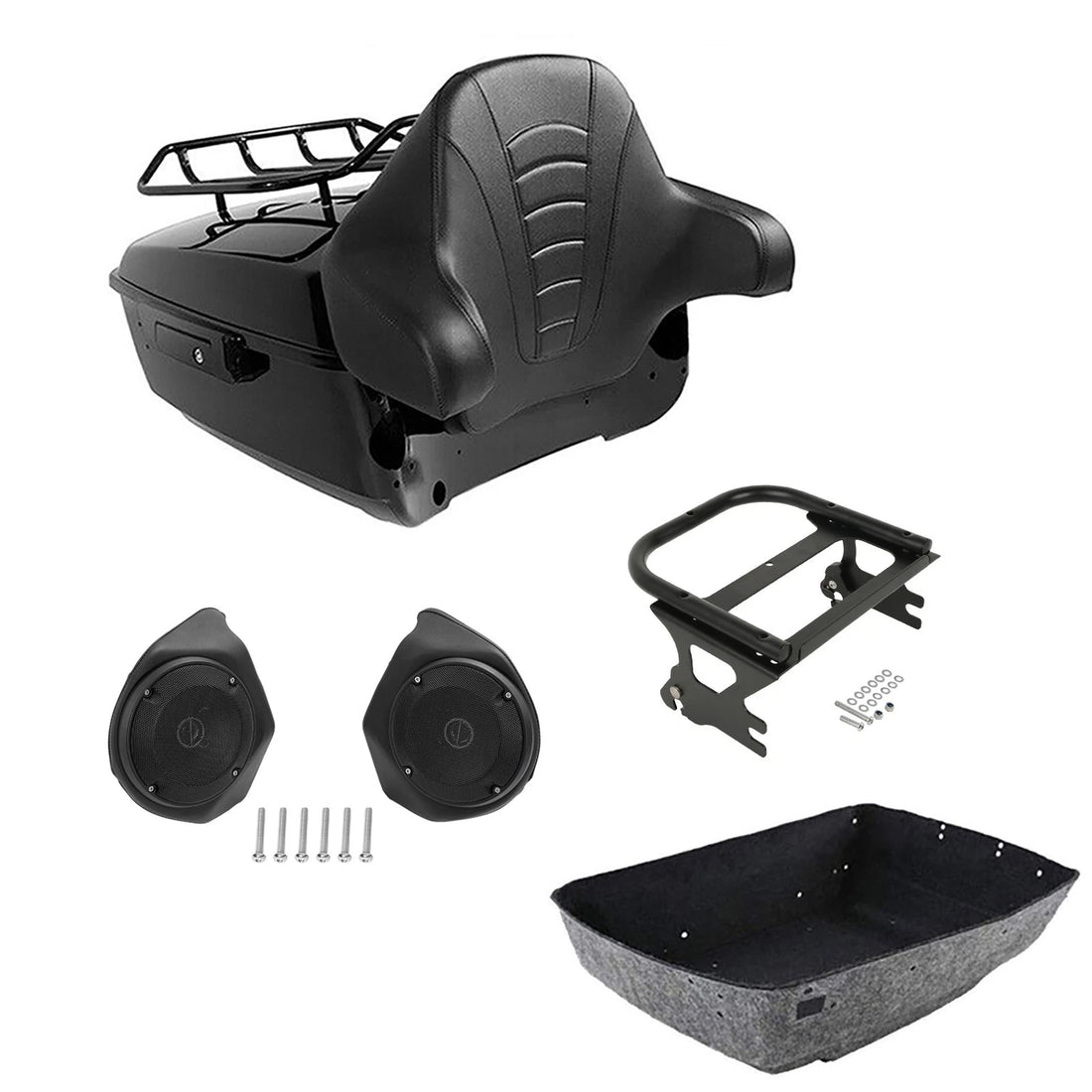 King Trunk Backrest Pad Rack Speakers Mount Fit For Harley Electra Glide 1997-08