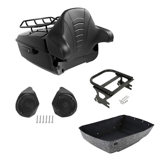 King Trunk Backrest Pad Rack Speakers Mount Fit For Harley Electra Glide 1997-08