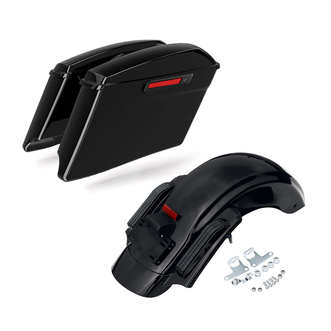 4" Stretched Hard Saddlebags & Rear Fender Fit For Harley Road King 2014-2023