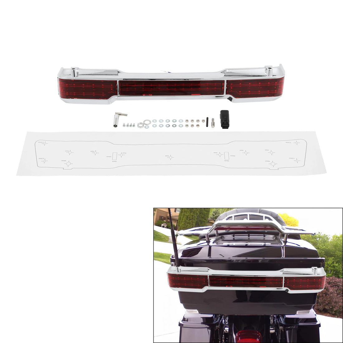 LED Tail Brake Light King Trunk Fit For Harley Touring Road King 1997-2008