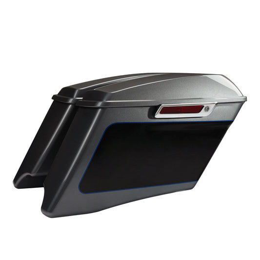 4" Saddlebags Fit For Harley Touring 2014-24 Gauntlet Gray Metallic/Vivid Black