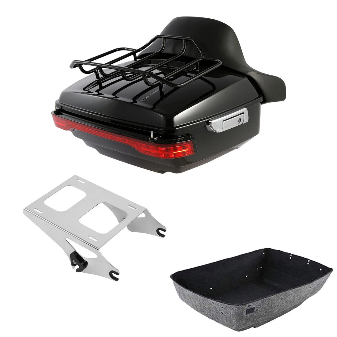 King Trunk Luggage Backrest Pad Light Mount Rack Fit For Harley Touring 2014-26