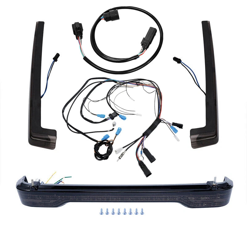 King Trunk LED Brake Side Lights & Wiring Harness Fit For Harley Touring 2014-23