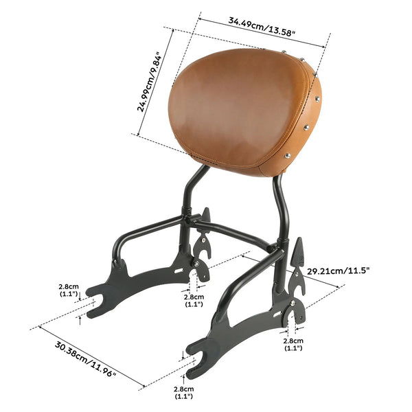 12" Backrest Sissy Bar w/Pad Fit For Indian Chief Dark Horse 16-18 Classic 14-18