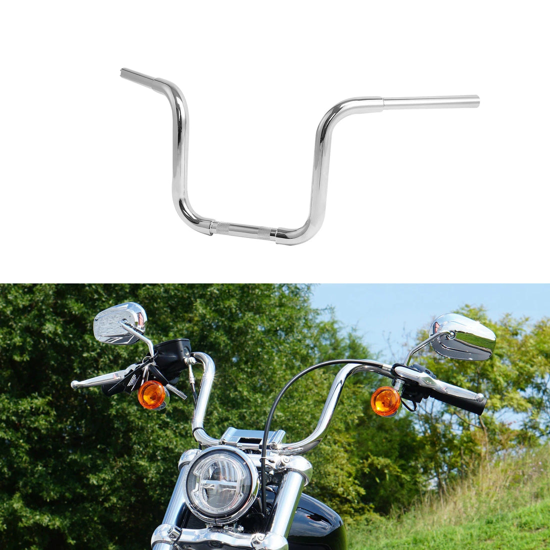 10" Rise Ape Hanger 1.25'' Handlebar Fit For Harley Sportster Softail Flst Fxst