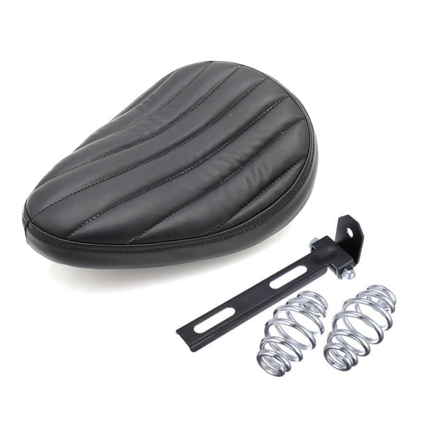 Black Tuk & Roll PU Leather Solo Seat Spring & Bracket For Harley Chopper Bobber