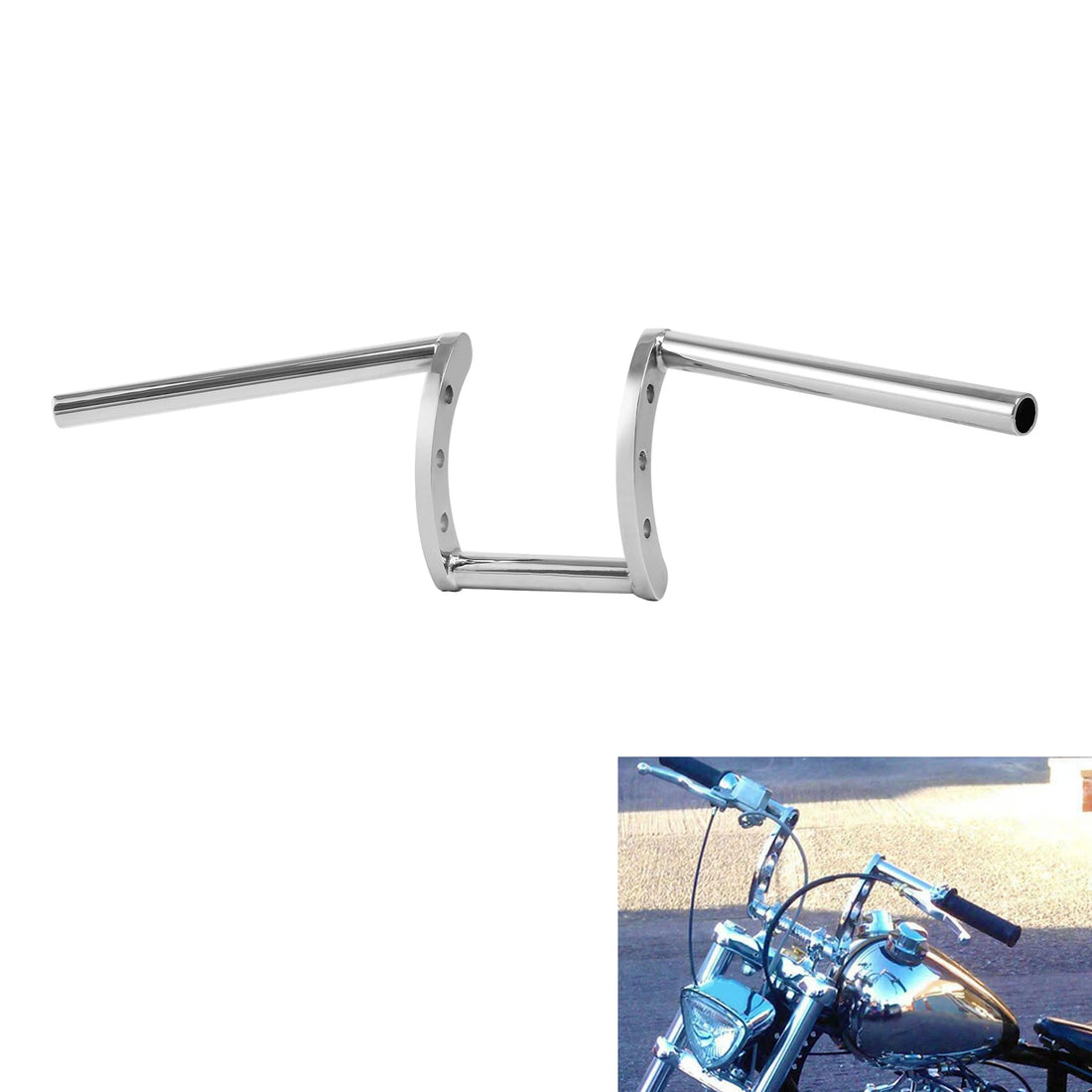 Chrome 1" Z Bar Handlebar Fit For Harley Softail Sportster XL883 1200 Chopper