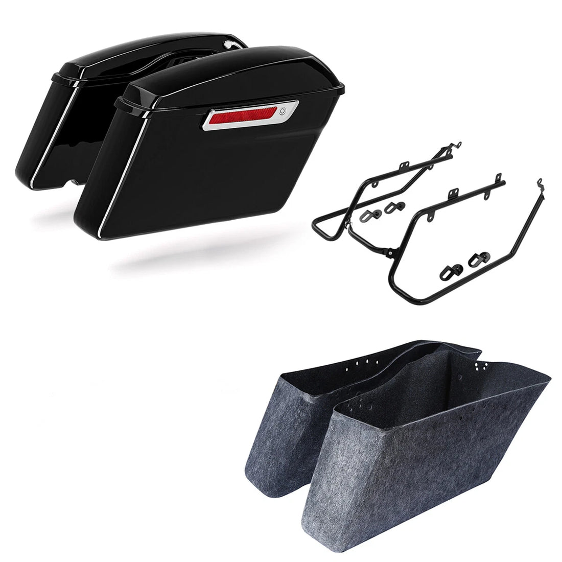 Hard Saddlebags & Conversion Brackets Fit For Harley Dyna Wide Super Glide 08-17