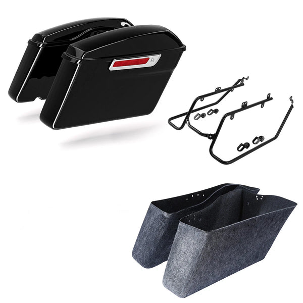 Hard Saddlebags & Conversion Brackets Fit For Harley Dyna Wide Super Glide 08-17