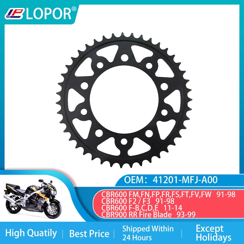 LOPOR 520-43T Motorcycle Rear Sprocket For Honda CBR600 91-14