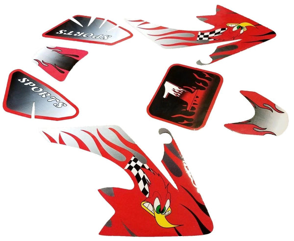 Dirt Pit Bike Red Flames Decal Stickers Fender For Honda XR50 CRF50 90CC SSR Sdg