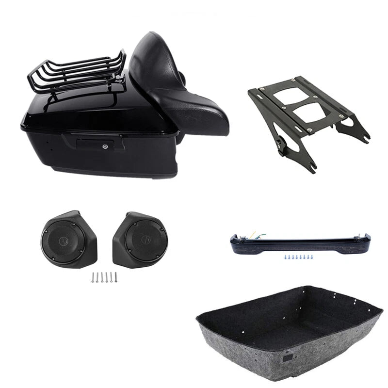 King Trunk Mount Rack Light Speaker Fit For Harley Touring Cvo Road Glide 14-26