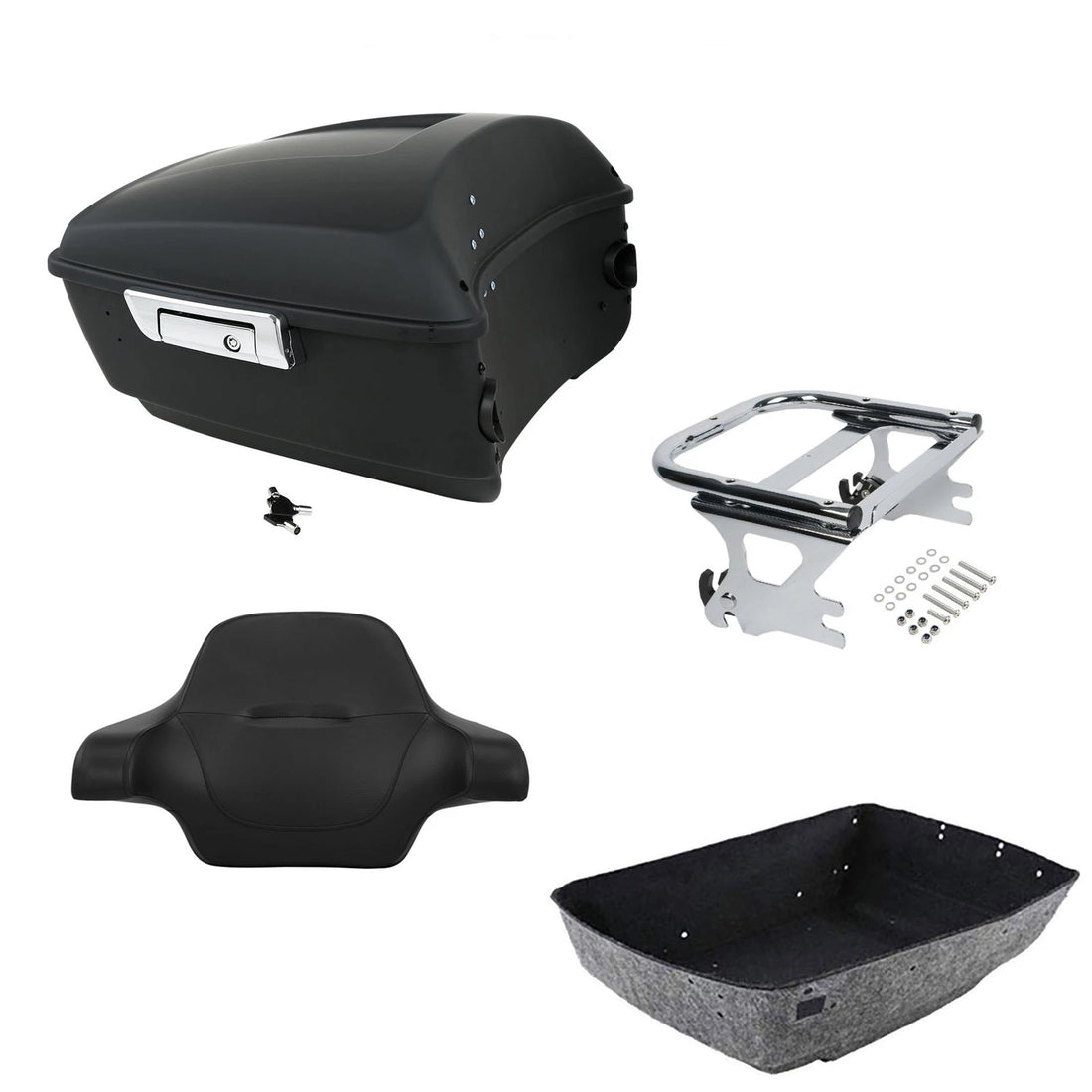 Matte King Trunk Backrest Pad Two-Up Mount Rack Fit For Harley Touring 1997-2008