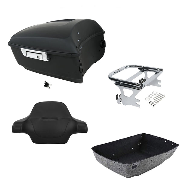 Matte King Trunk Backrest Pad Two-Up Mount Rack Fit For Harley Touring 1997-2008