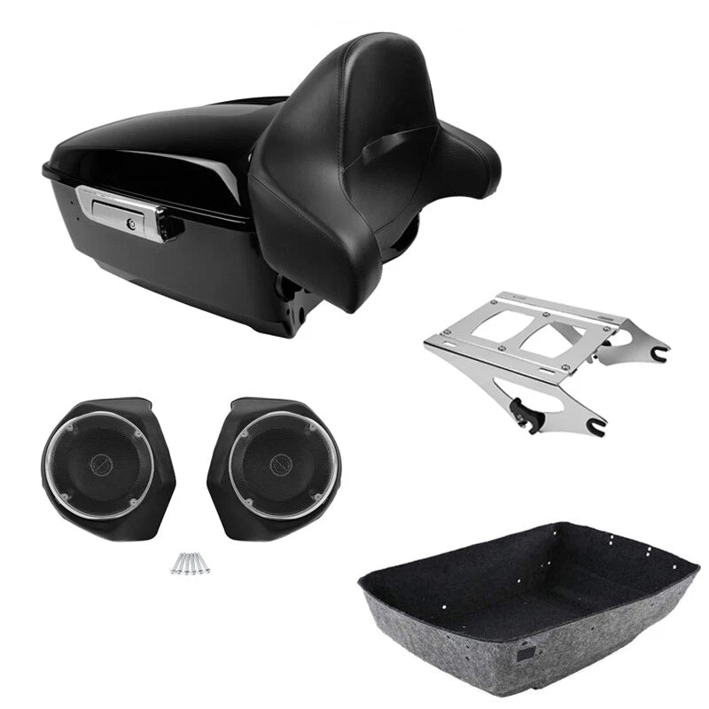 King Trunk Backrest Speakers Mount Fit For Harley Touring Cvo Street Glide 14-26