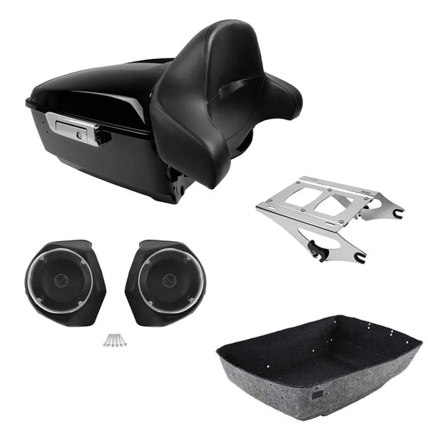 King Trunk Backrest Speakers Mount Fit For Harley Touring Cvo Street Glide 14-26