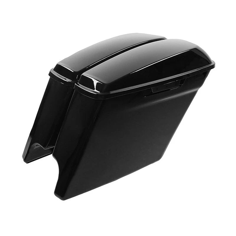 5" Vivid Black Stretched Extended Hard Saddlebags Fit For Harley Road King 14-24