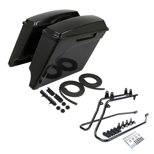 5" Stretched Hard Saddlebag & Bracket Fit For Harley Softail Deluxe Flstn 84-17