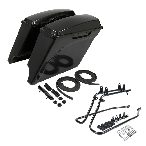 5" Stretched Hard Saddlebag & Bracket Fit For Harley Softail Deluxe Flstn 84-17