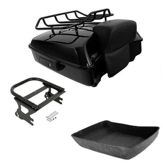 Black Chopped Trunk Pad Rack Fit For Harley Touring Road Glide 97-2008 US
