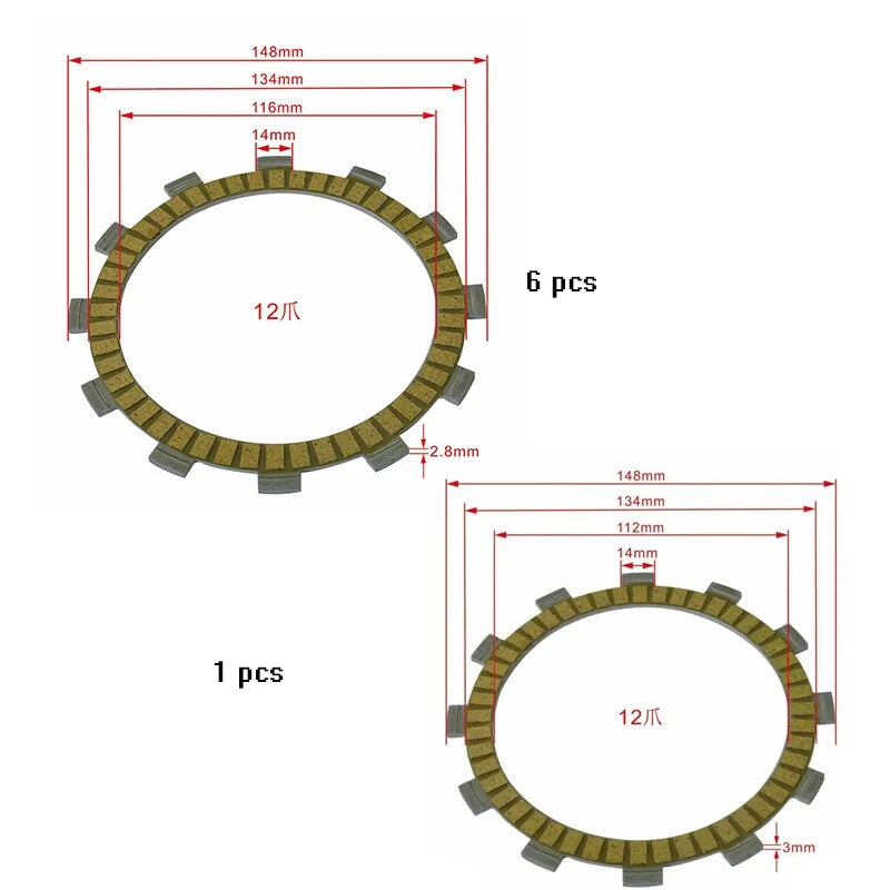 6+1 PCS Clutch Disc Plates For Yamaha YFM350 Raptor 350 87-13 YFM400FW 93-98