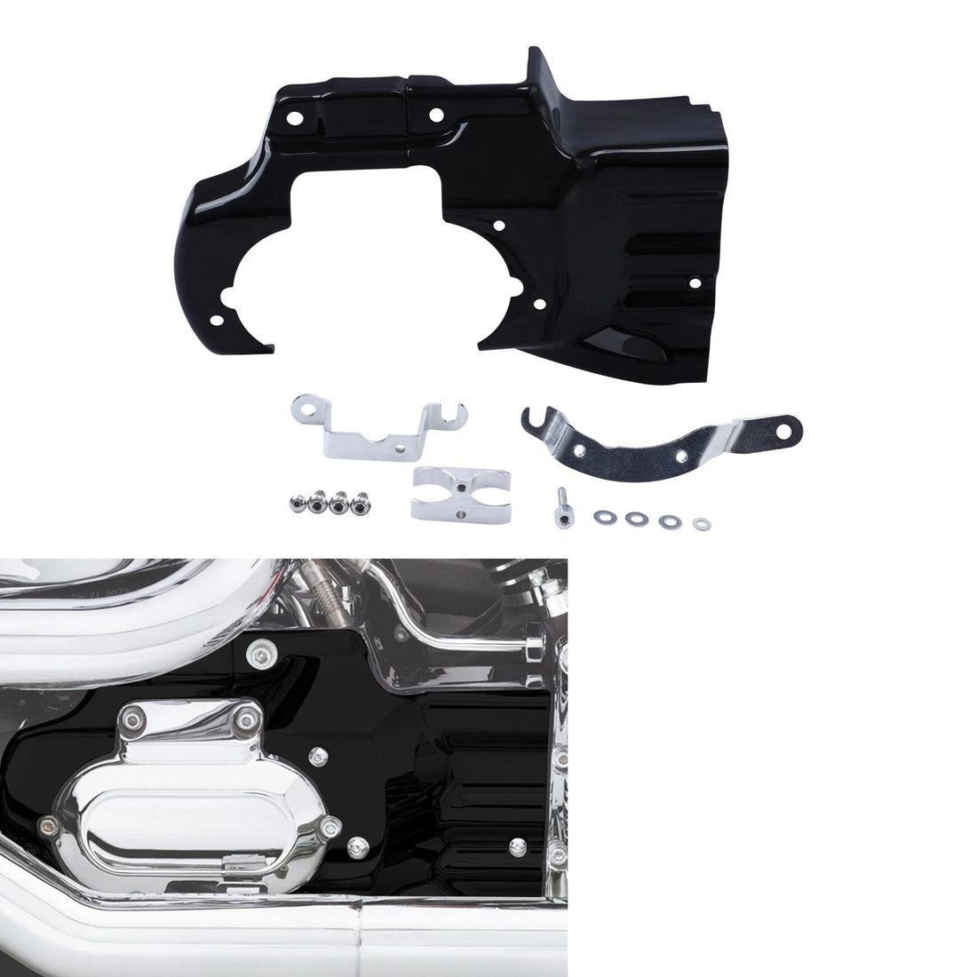 Black Engine Transmission Interface Cover Fit For Harley Softail 2007-2017