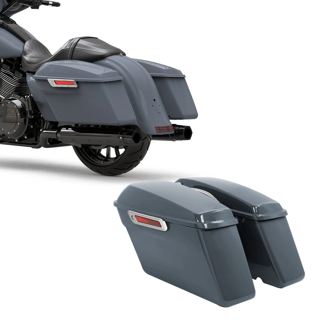 Hard Saddlebags Fit For Harley Touring Street Road Glide 14-23 Gunship Gray