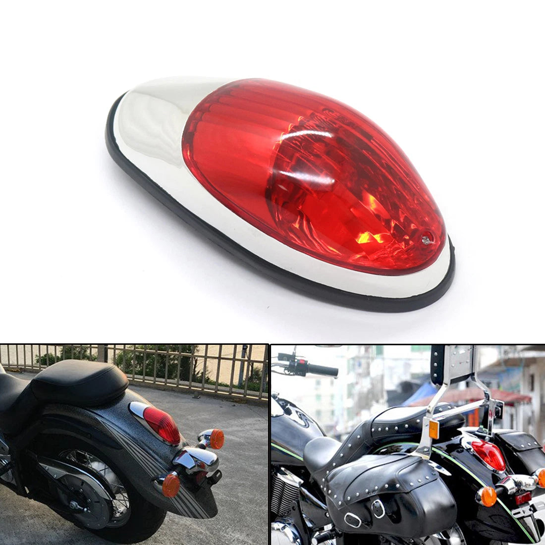 Motorcycle Chrome Rear Tail Brake Light Taillight For Kawasaki VN900