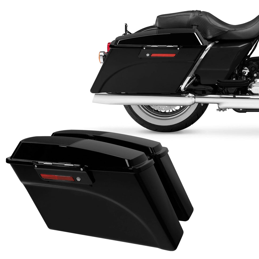 Black Hard Saddlebags W/ 6x9" Speaker Lid Latch Key Fit For Harley Touring 94-13